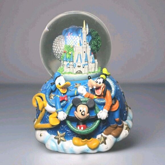 Disney 2000 Millennium Musical Snow Globe – Mickey, Donald, Goofy –Missing Top - Picture 1 of 4